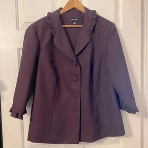 Plus Size Women’s Blazer Jacket Purple Eggplant Fabric Buttons Fully Lined Sz 18